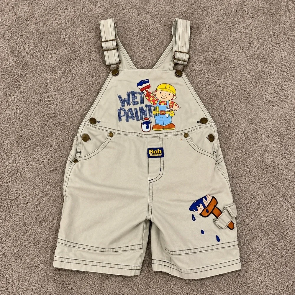 Bob the Builder Kids Khaki Cotton Shortalls Overalls 4T 566917